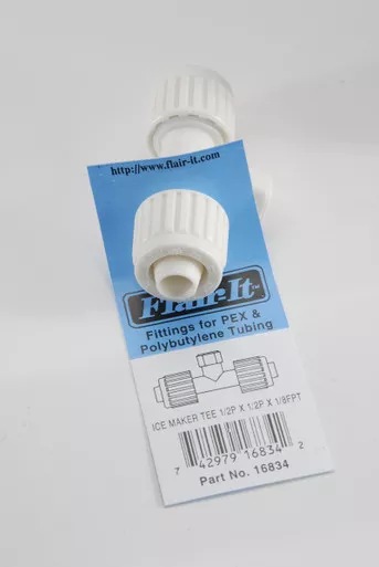 Elkhart Supply 16834 Ice Maker Water Tube Fitting 1/2"PEX x 1/2"PEX x 1/8"