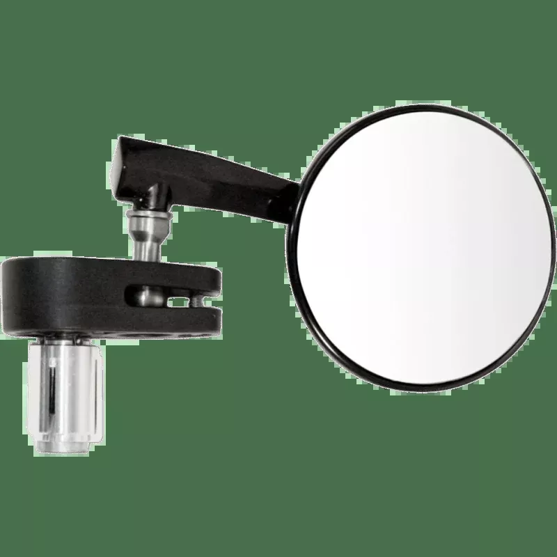 EMGO Aluminum Round Bar End Mirror Right (Black)