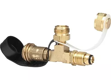 Enerco F173751 Brass Propane Adapter TEE Clamshell