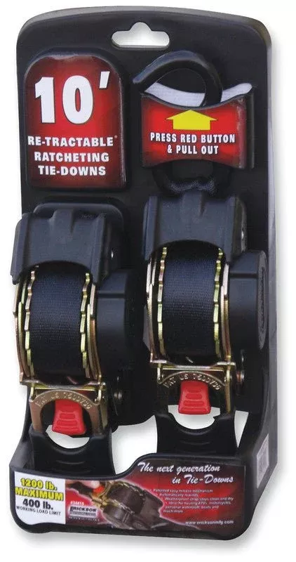 Erickson 1"X10' Retractable Ratch 1500lb 2PCK