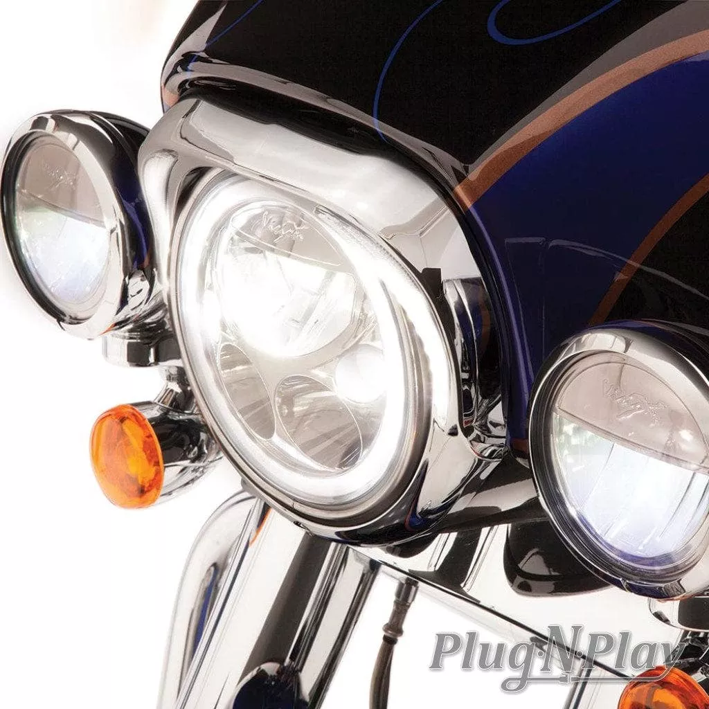 FANG LED Headlight Bezel for 96-13 Harley Davidson Touring Models