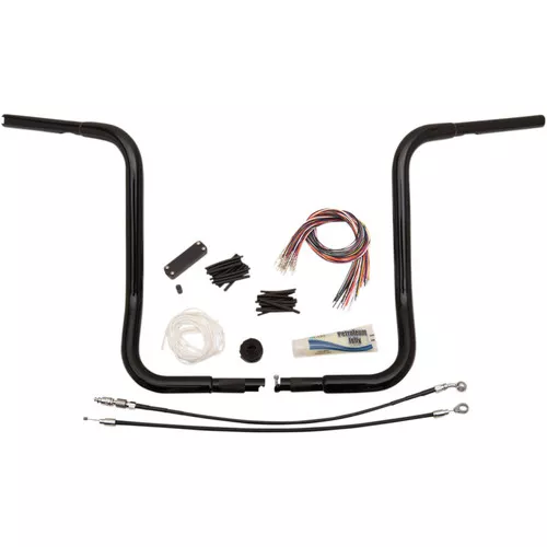 Fat Baggers 1-1/4" EZ Install Round Top 16" Handlebar Kit for 2008-2013 Harley Touring - Black