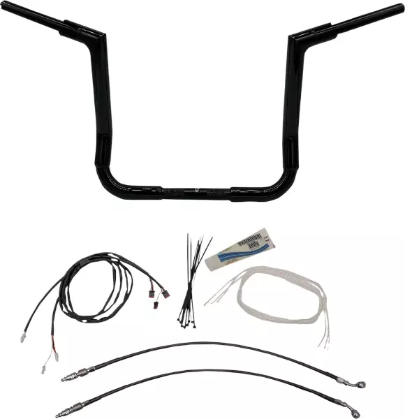 FBI Fat Baggers Black 1-1/2" EZ Install Flat Top 14" Handlebar Harley FLH 14-Up