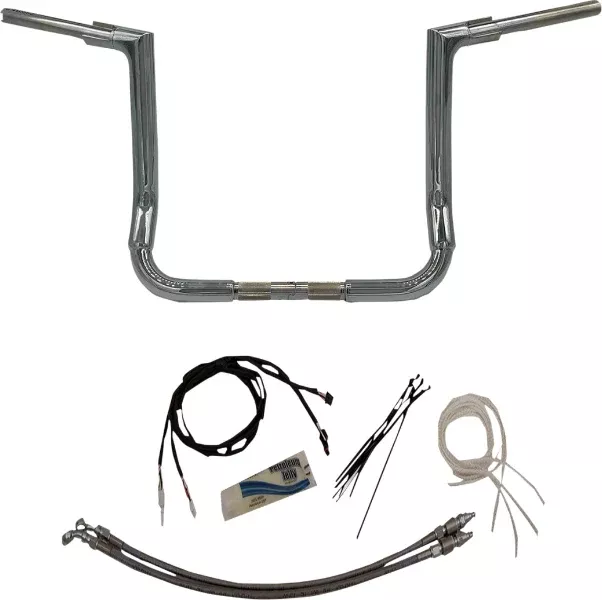 FBI Fat Baggers Chrome 1-1/2" EZ Install Flat Top 14" Handlebar Harley FLH 14-Up