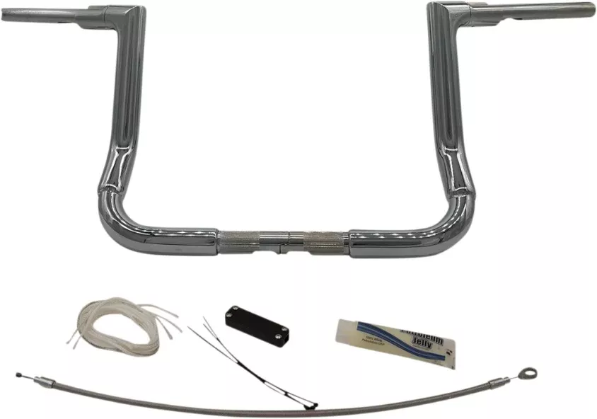 FBI Fat Baggers Chrome 1-1/2 EZ Install Flat Top Handlebar 12" Harley FLH 08-13