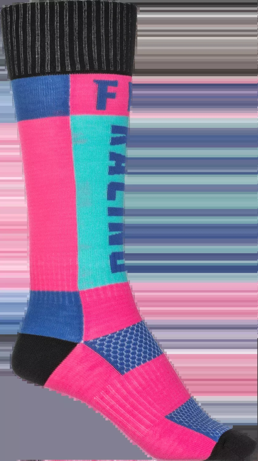 Fly Racing Youth Mx Socks Thick Pink/Blue 350-0551Y