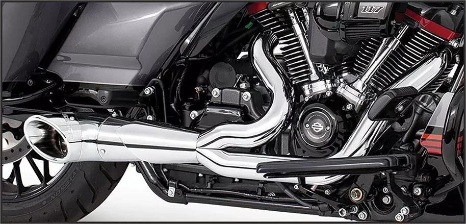 Freedom Performance 2-into-1 Turn Out Exhaust System for '17-Up Harley Davidson Touring Models - Black w/ Chrome Tips