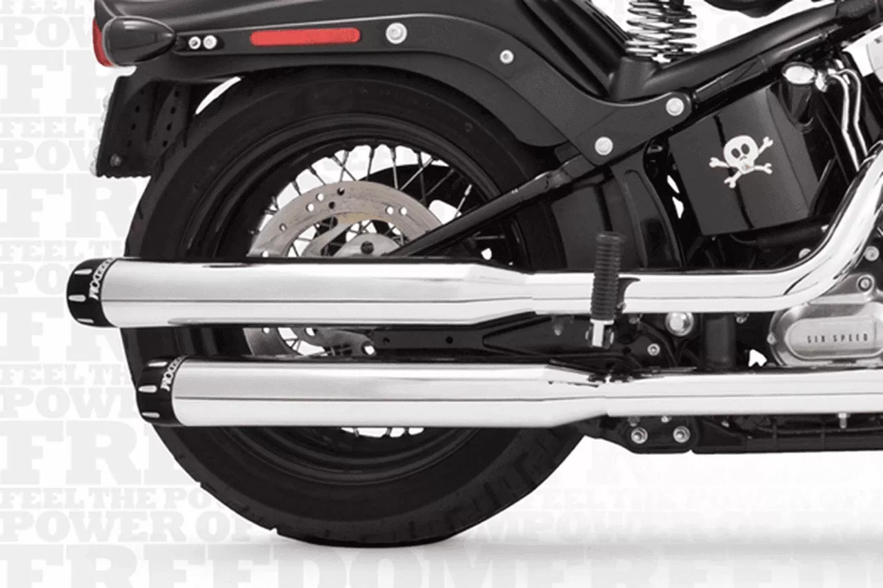 Freedom Performance3¼ inch Signature Slip Ons for '07-17 Softail Chrome w/ Black Tip