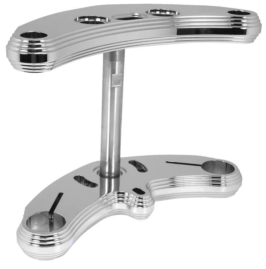Hardbody Chrome 0 Rake Pyramid Billet Front Fork Bracket Harley Wide Glide 49-88