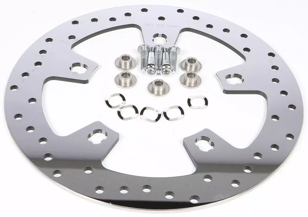 Harddrive Polished Front Drilled Floating Brake Rotor 14-19 Harley Touring FLHX