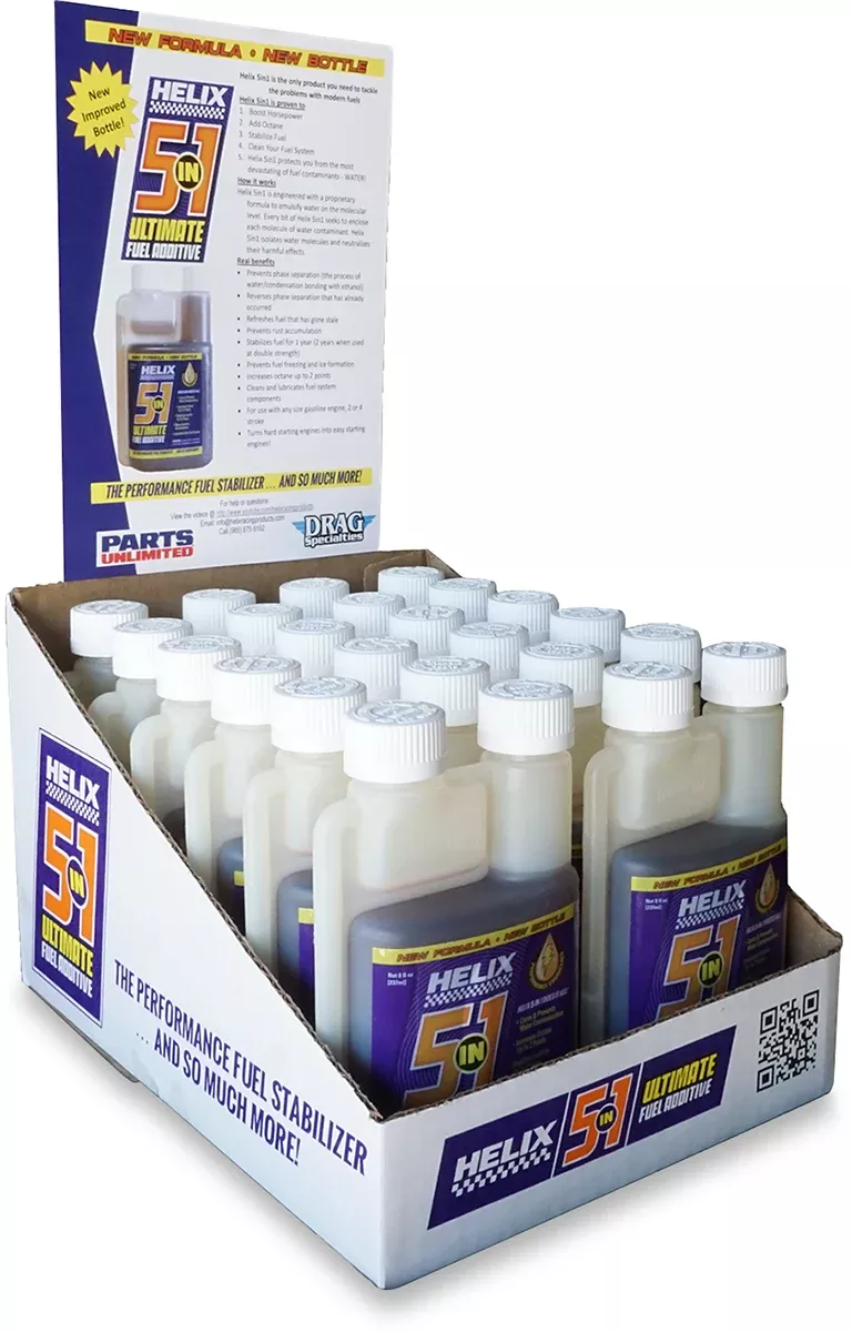 Helix 12 Pack 8oz Universal 5 in 1 Motorcycle Fuel Gas Treatment for Harley