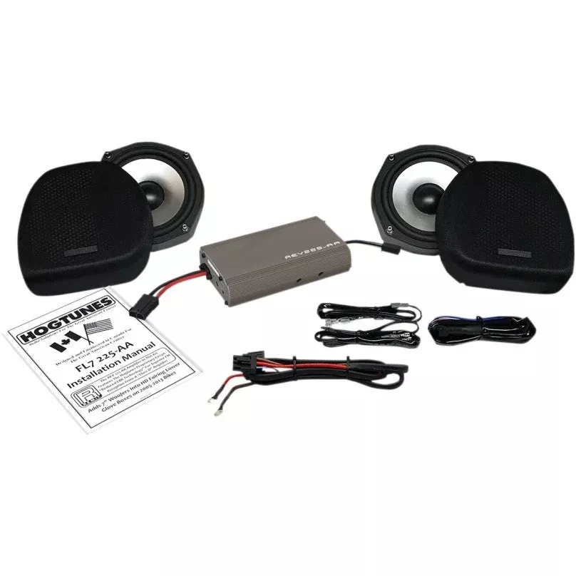 Hogtunes 225 Watt Amp & 7" Lower Fairing Woofer Complete Kit 05-13 Harley Ultra