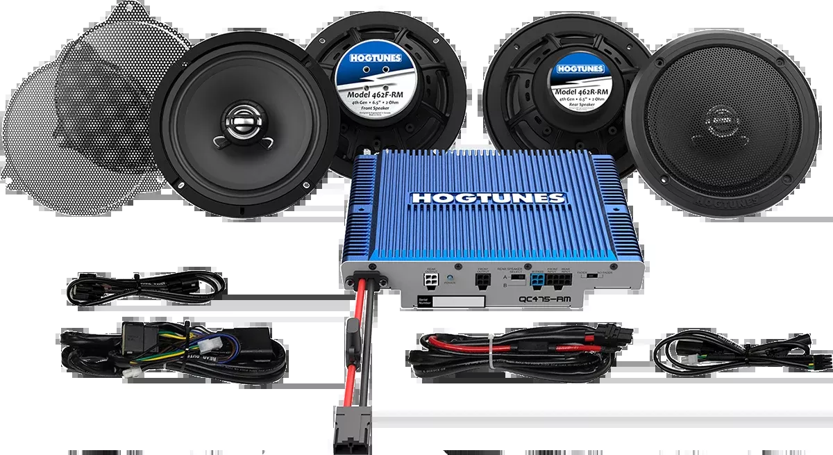 Hogtunes 300 Watt 4 Speaker & 4 ChannelAmplifier Kit 2014-2023 Harley Touring