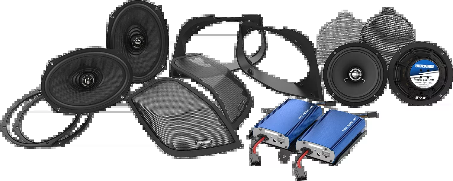 Hogtunes Cut In Lid Speaker & 450W Amplifier Kit fits 2014-2024 Harley Touring