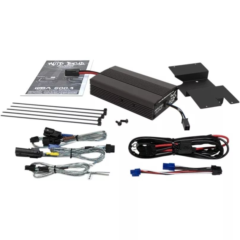 Hogtunes Wild Boar 300 Watt 2 Channel Amp & Install Kit 14-19 Harley Touring