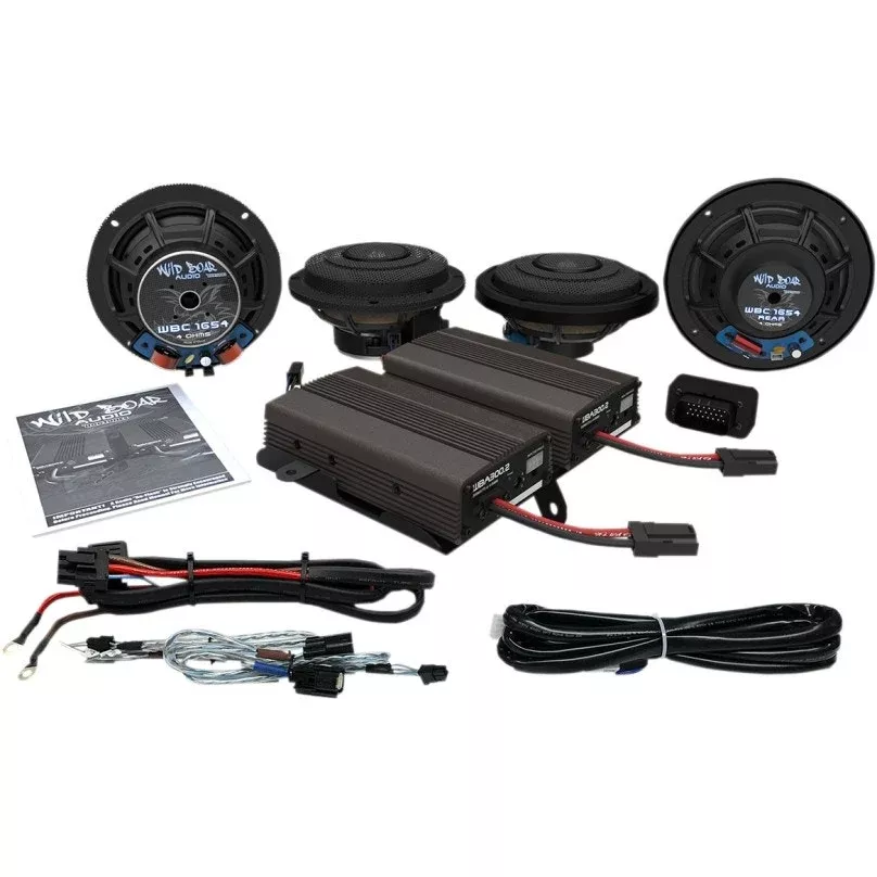 Hogtunes Wild Boar 600 Watt Front / Rear Speaker Kit 14-19 Harley Ultra CVO