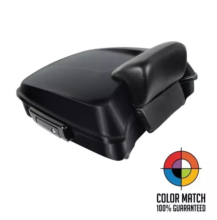 Hogworkz Chopped Tour Pack w/ Slim Backrest Black Hardware for Harley FLH '97-'24
