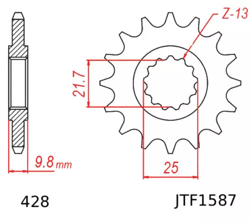 JT Front Sprocket - 19 Tooth - 428 - Steel (JTF1587.19)