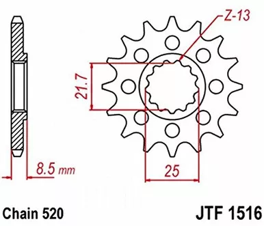 Jt Jt Sprkt Front 17T - JTF1516.17
