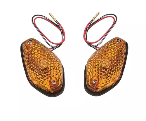 K&S Single Filament Teardrop Black Marker Lights w/Amber Lens (25-8058)
