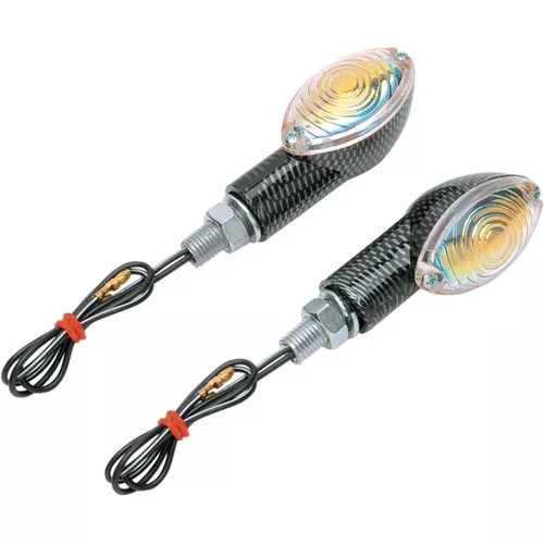 K&S Ultra Small Mini Stalk Marker Lights Faux Carbon w/Rainbow Lens (25-8362)