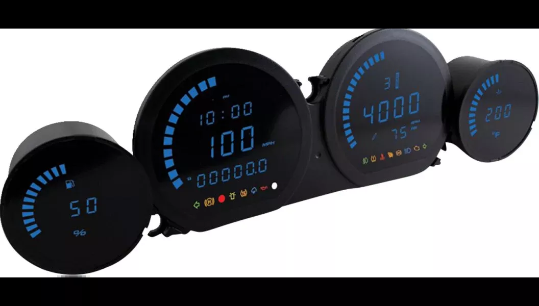 Koso HD-03 Four-Piece Blue Gauge Kit 4 Harley 14-23 Touring Models