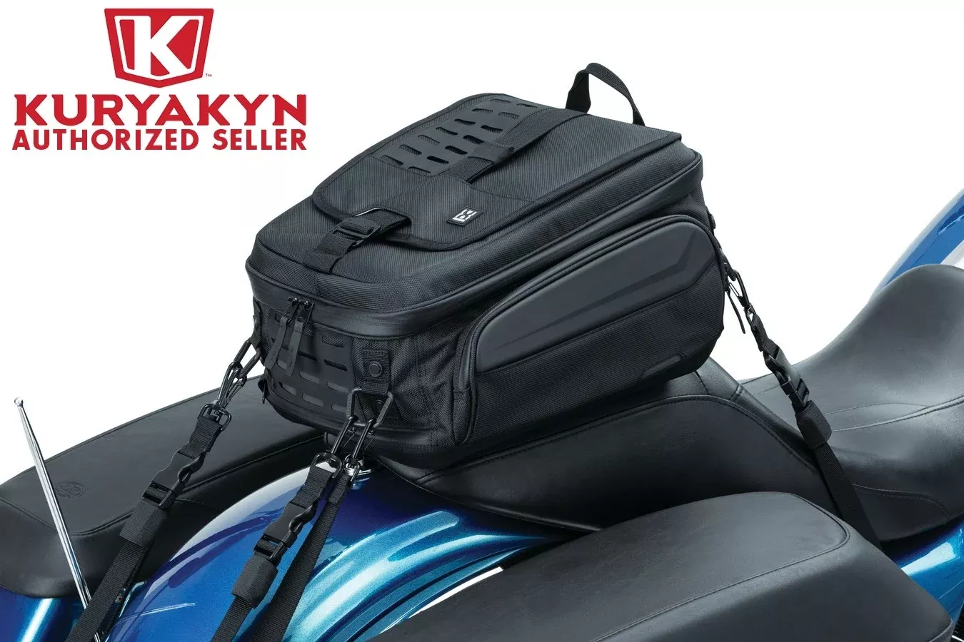 Kuryakyn 5256 Black Xkursion XB Ambassador Rear Passenger Seat Tail Bag (25 L)