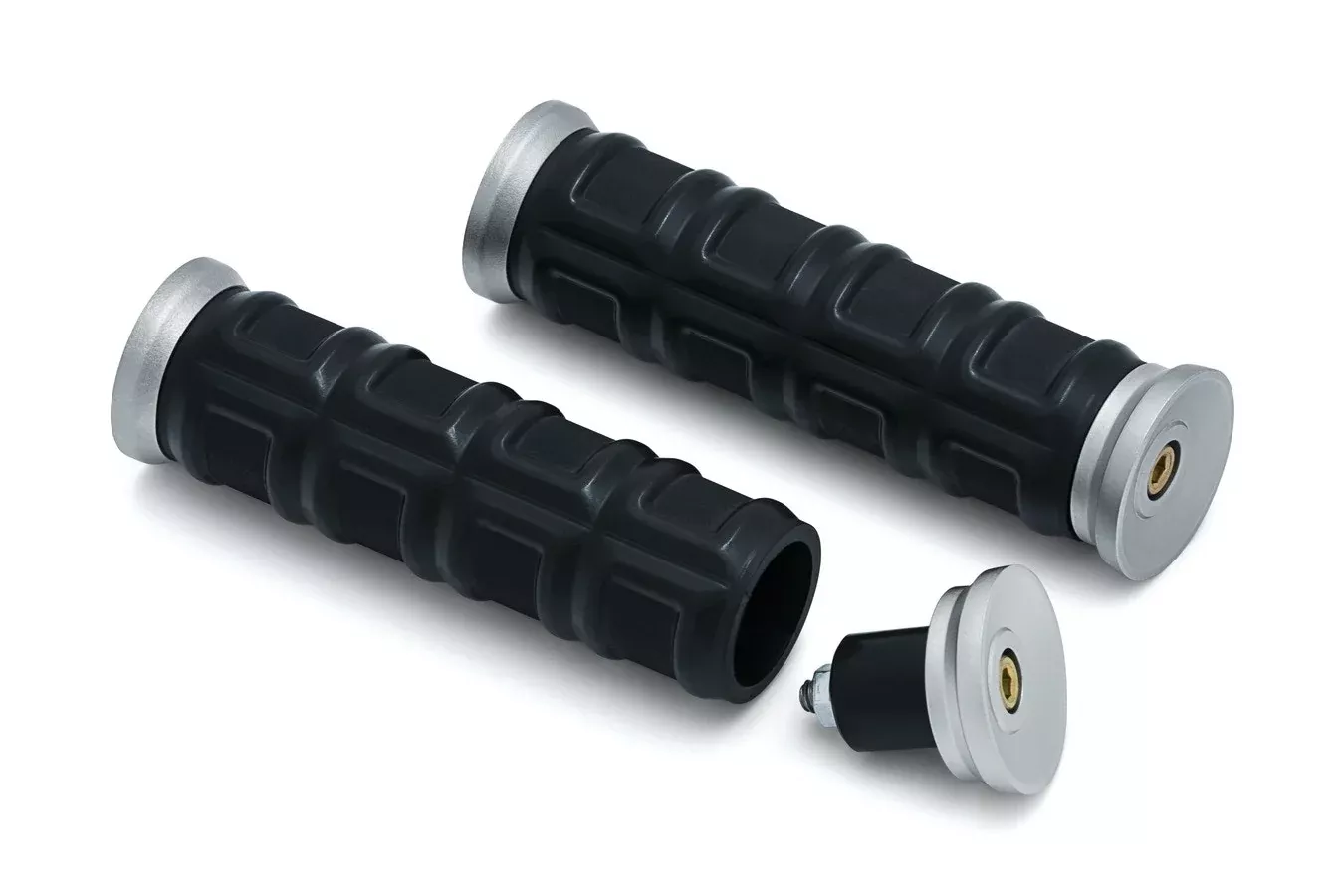 Kuryakyn 6676 Silver Dillinger Grips EPDM Aluminum Universal 1" Handlebars Fit