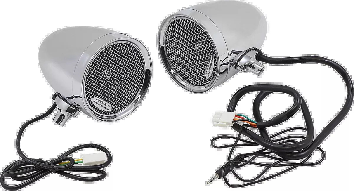 Kuryakyn Chrome Road Thunder MTX 7/8" & 1" Handlebar Speaker Pods Kit Harley