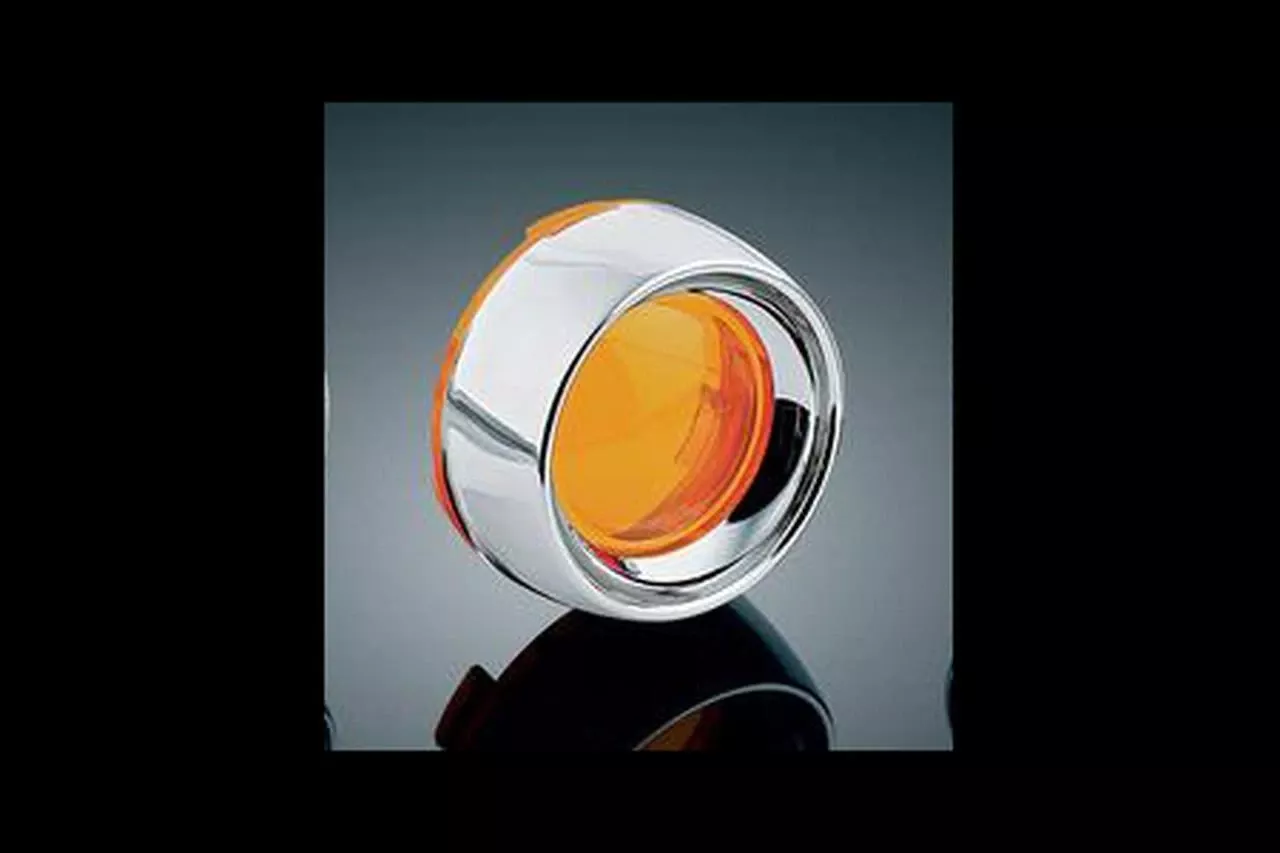Kuryakyn Deep Dish Bezels with Lenses for '00-Up H-D Models with Bullet Turn Signals -Amber (pr)