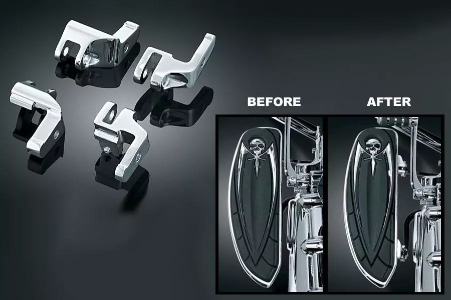 Kuryakyn Floorboard Relocator Moves Boards Out & Forward 1" for '97-16 Road King/FL Models & ISO-Boards [Click for Fitment]