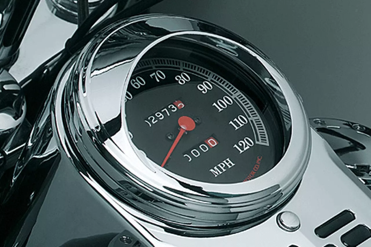 Kuryakyn Speedometer Bezel Chrome Trim Ring w/ Visor for Most '68-Up Harleys w/ Large Tank-Mount Speedo. -Each