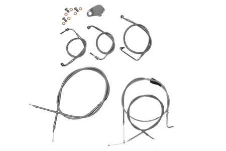 L.A. Choppers Cable Kit for '07-12 FLSTC/FLSTN/FLSTF & '07 FXSTD(W/O ABS) for use with 15"-17" Ape Hangers -Chrome