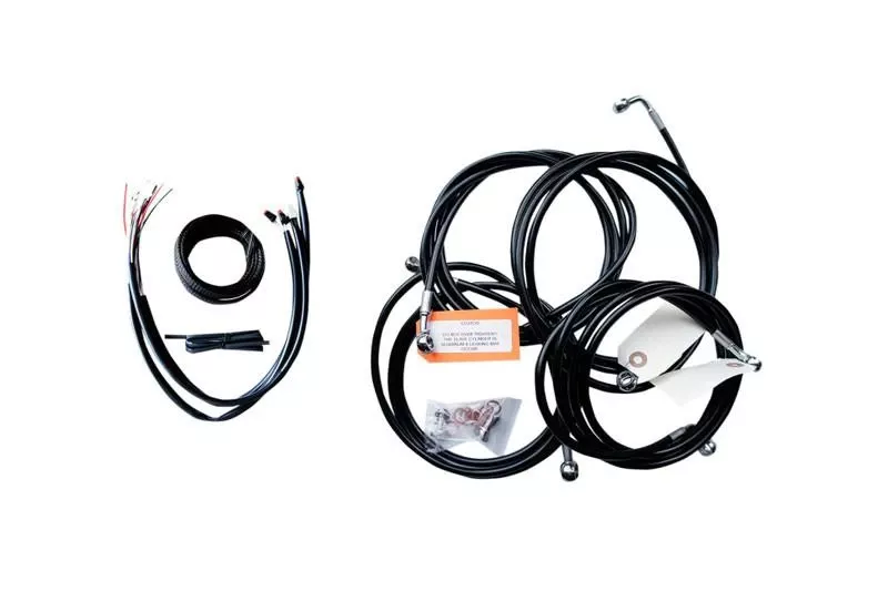 L.A. Choppers Complete Handlebar Cable/Brake Line Kit For '16 FLHT, FLHX with ABS For use with 15-inch to 17-inch Ape HangersBlack Vinyl/Stainless Steel Braided (Does Not Include Electronic Throttle Control Extension)