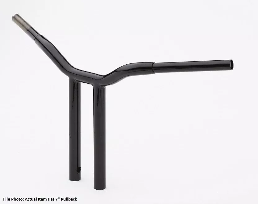 LA Choppers LA-7338-12B Black 1-1/4 12" Rise 7" PullBack Kage Fighter T-Bars TBW