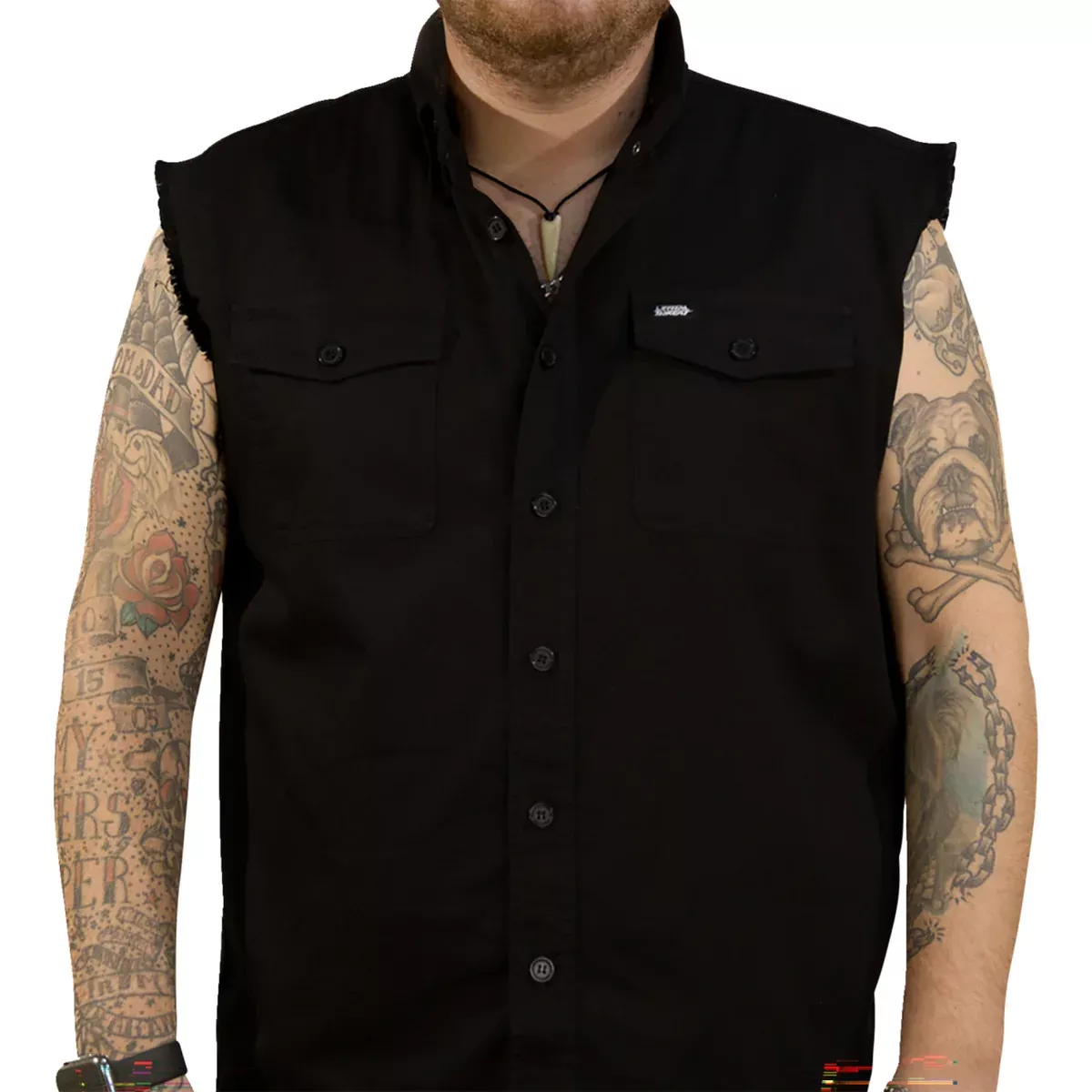 LETHAL THREAT 3040-3369 CO60190XXL No Regrets Printed Sleeveless Button Down Shirt black - 2xl