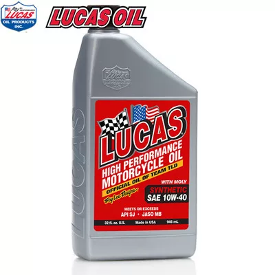Lucas High Performance Synthetic 4T 10W40 Motorcycle Oil With Moly Quart