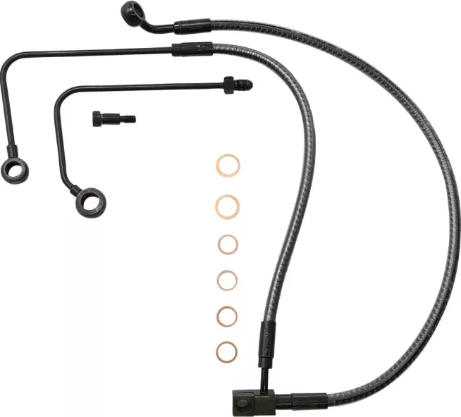 Magnum KARBONFIBR Lower Brake Line AN-3 ABS Single Disc Harley Softail 11-17