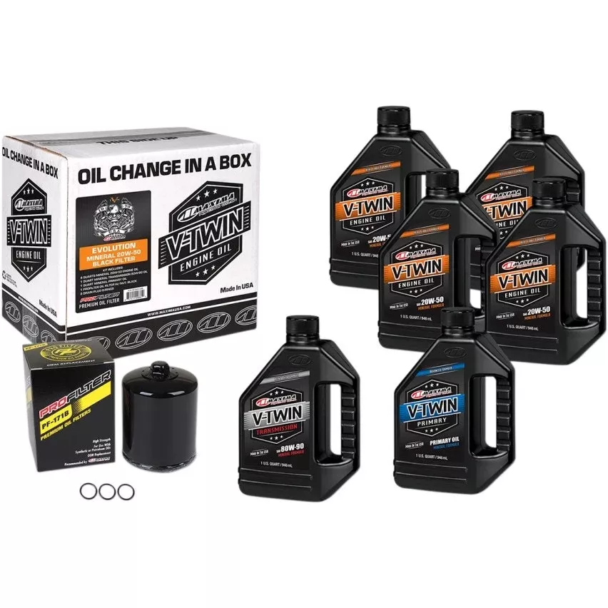 Maxima 90-069016PB Oil Change Kit w/ Black Filter Harley EVO Big Twin 84-99
