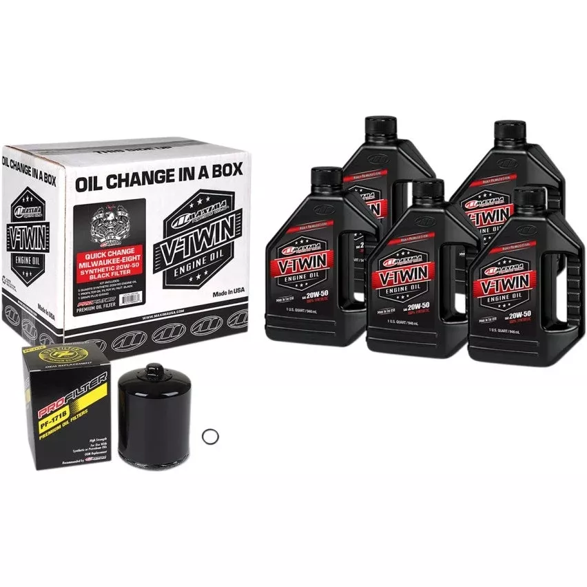 Maxima 90-129015PB Synthetic Oil Change Kit w/ Black Filter H-D Milwaukee Eight
