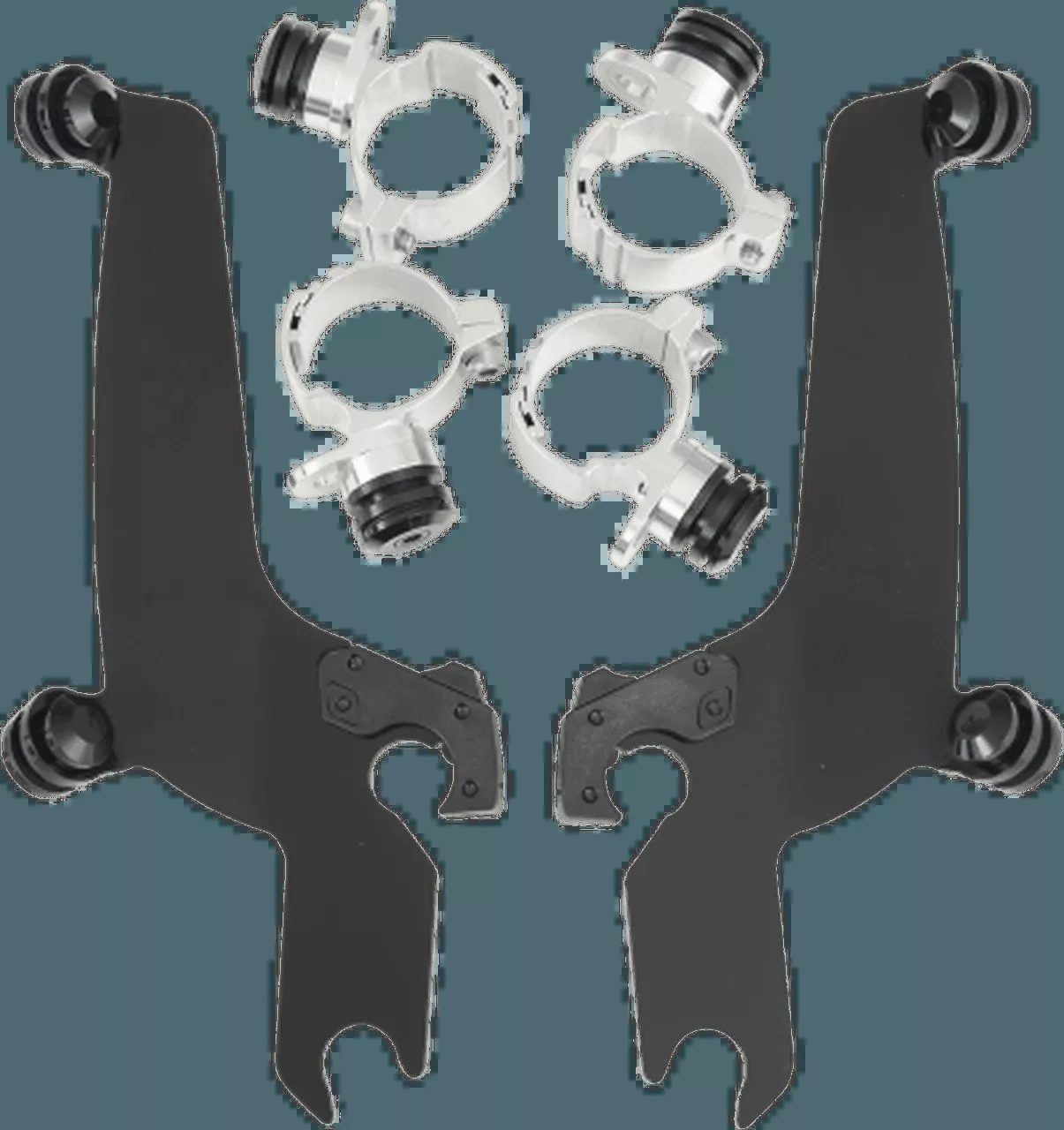 Memphis Shades Fats/Slim No-Tool Windshield Mounting Hardware for V-Star 650/1100 Custom '98-13 -Black Night Shades