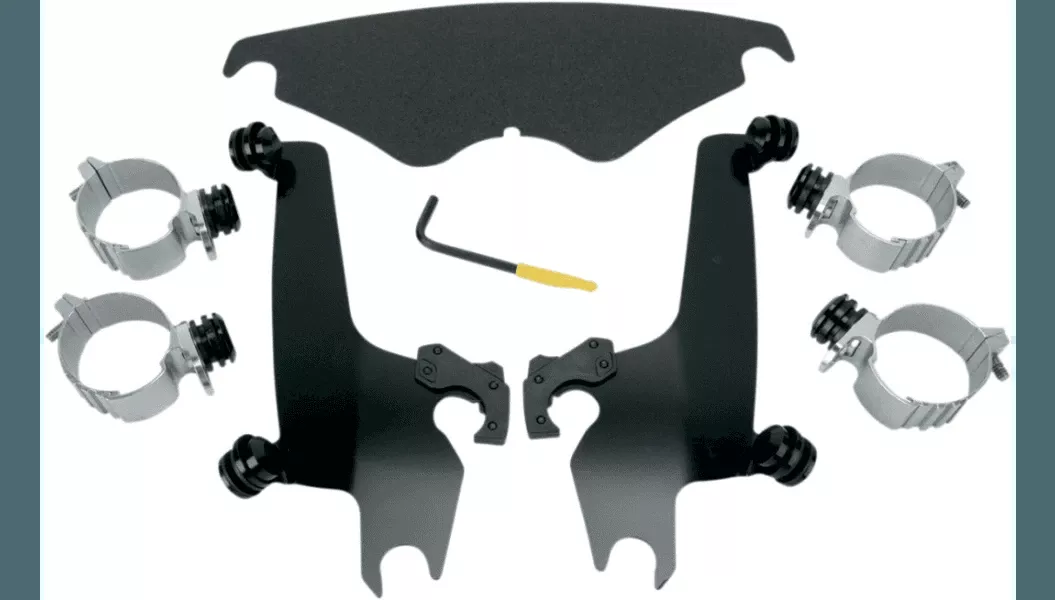 Memphis Shades Sportshield Windshield Quick Change Mounting Kit for '02-10 Harley Davidson VRSCA/B - Black