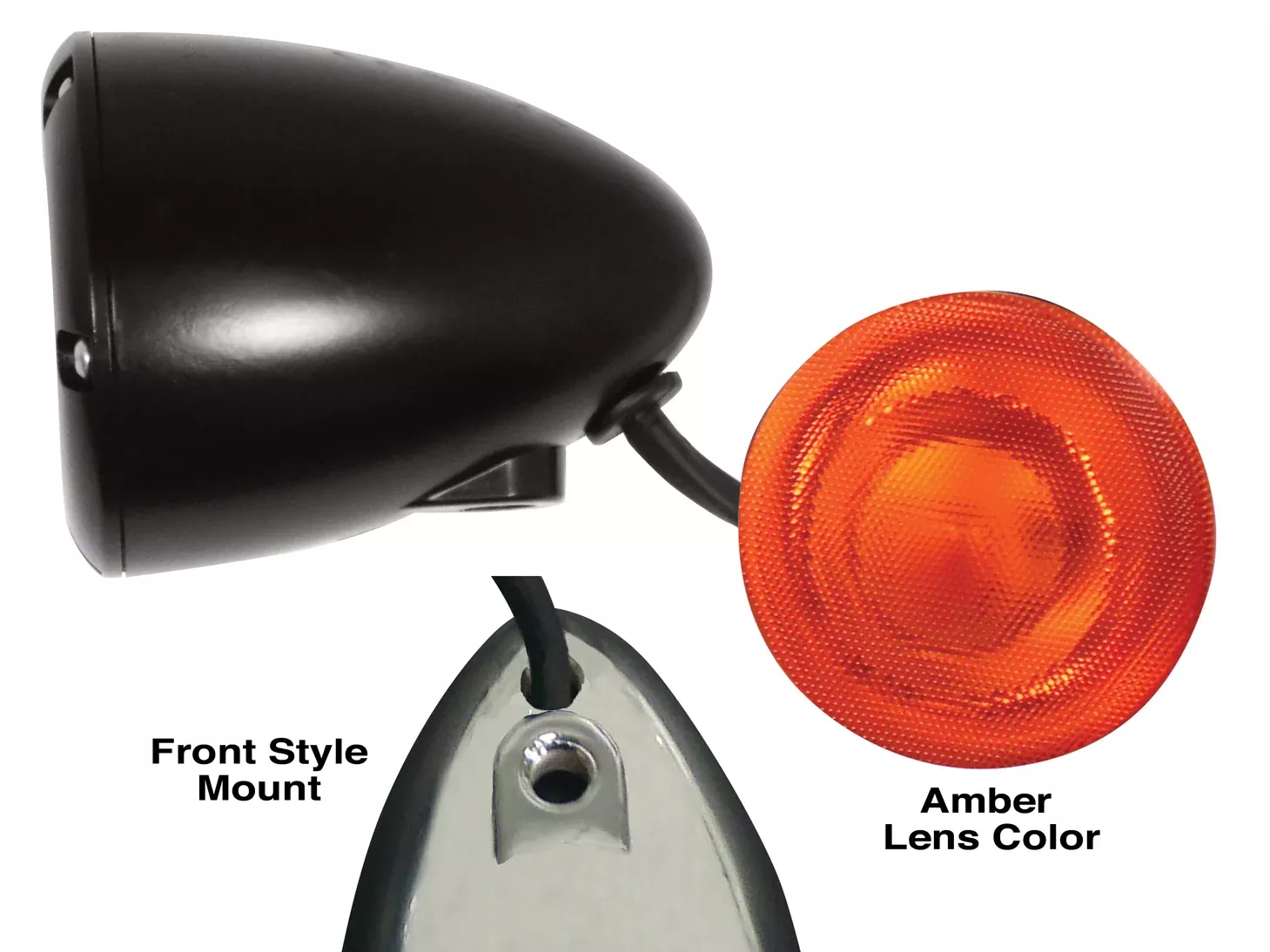 Mid USA 11293 JTK 3 Inch Bullet Style Amber LED Turn Signal Universal Harley 12V