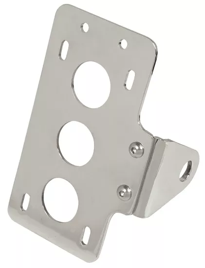 Mid USA 13130 V-Factor Chrome Side Mount License Plate Bracket Harley Metric