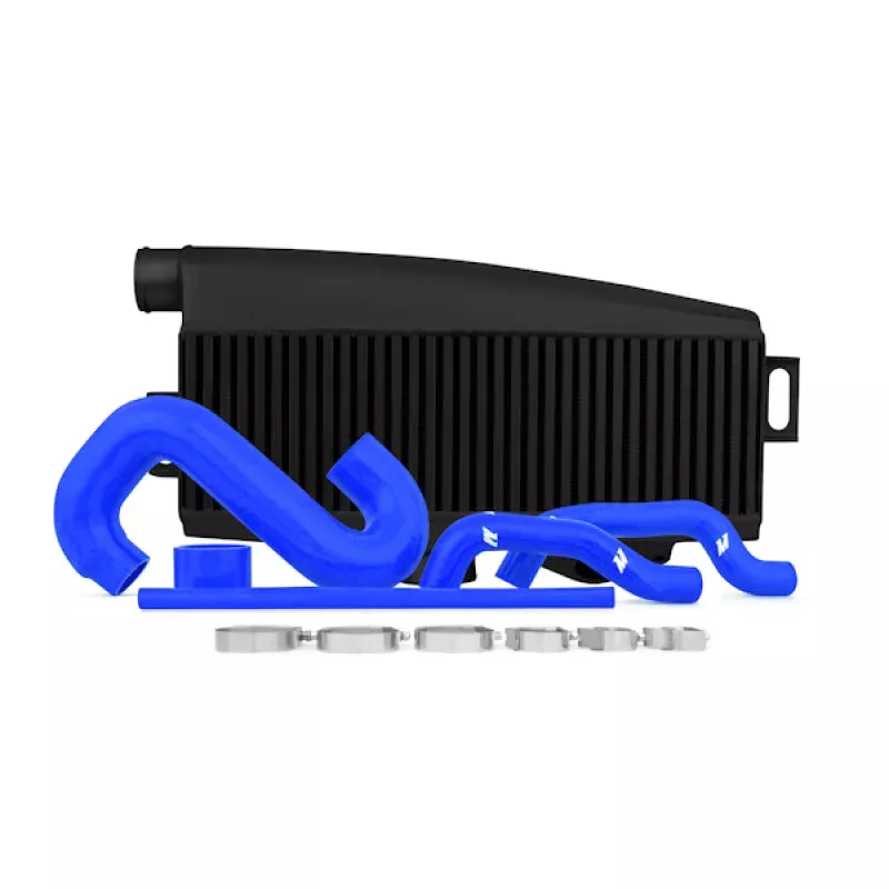 Mishimoto Top-Mount Intercooler Kit – Powder Coated Black & Blue Hoses fits 2002-2007 Saab 9-2X / Subaru Impreza, Impreza WRX STI