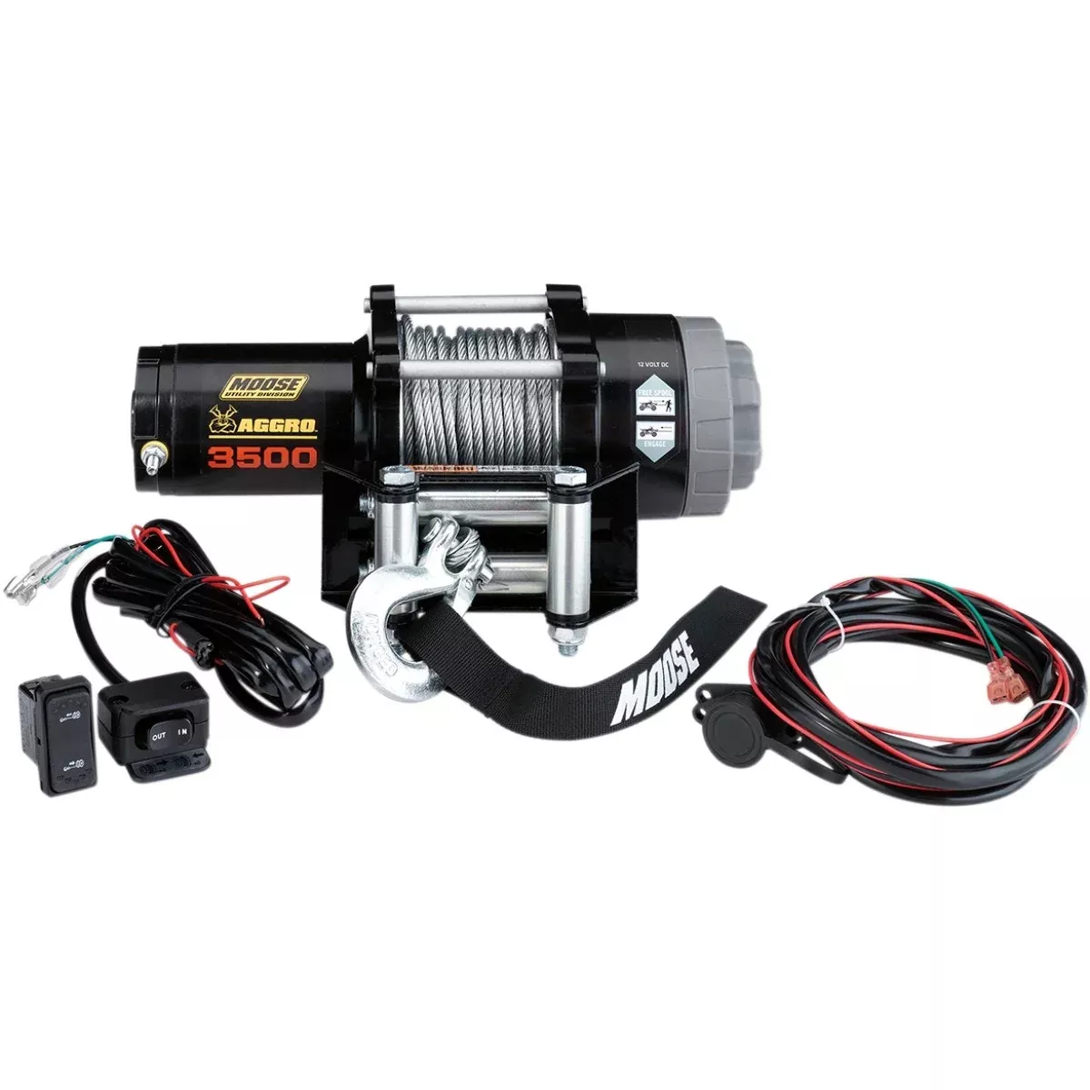 Moose 3500 LB Aggro UTV & ATV Winch Wire Rope w/ Dash Switch