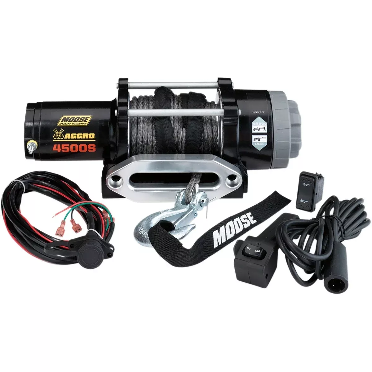 Moose 4500 LB Aggro UTV Winch Synthetic Rope Corded Remote w/ Dash Switch