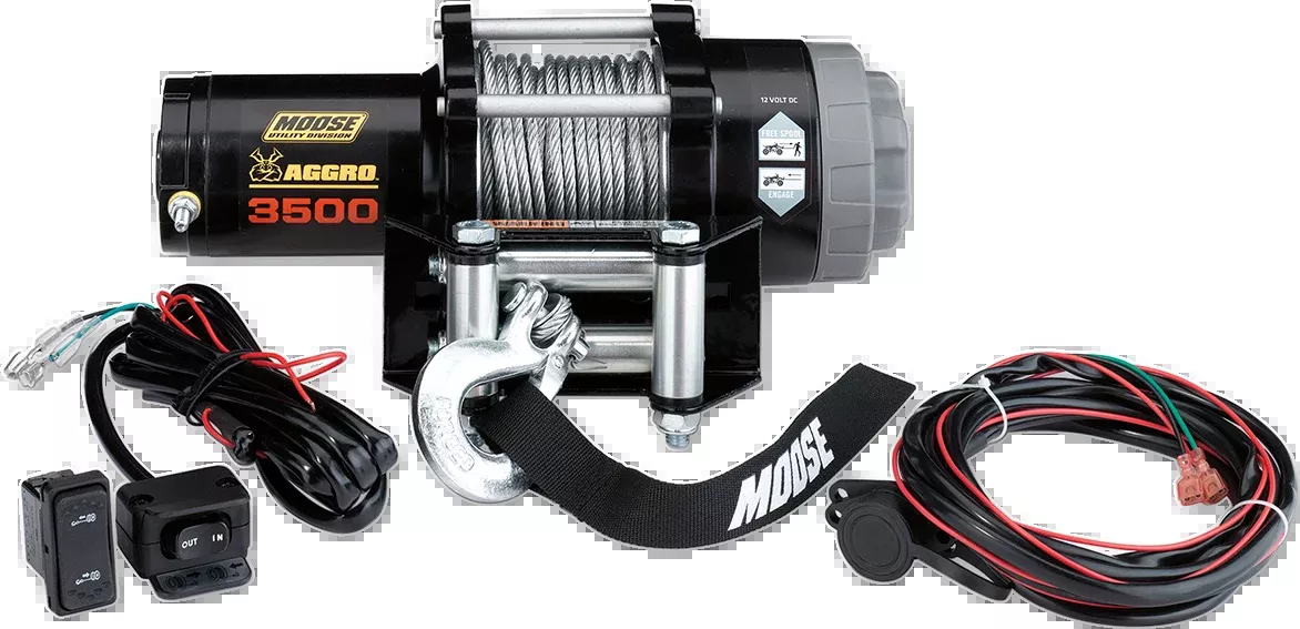 Moose Utility 3500 lb 50' Wire Rope Aggro Winch for ATV / UTV