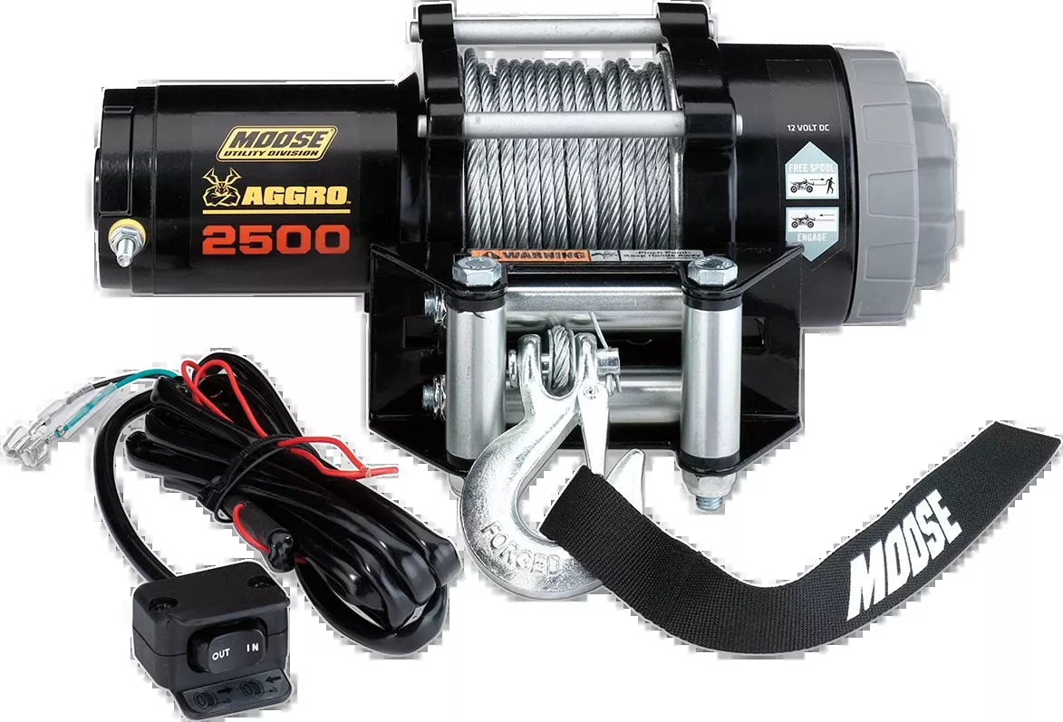 Moose Utility Black 2500 lb 50' Wire Rope Aggro UTV Offroad Winch