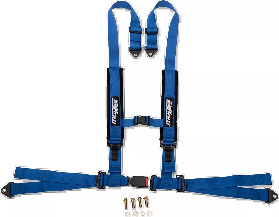 Moose Utility UTV Blue 4 Point Seat belt Harness Restraint Safety System